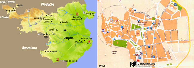 Карта достопримечательностей жироны