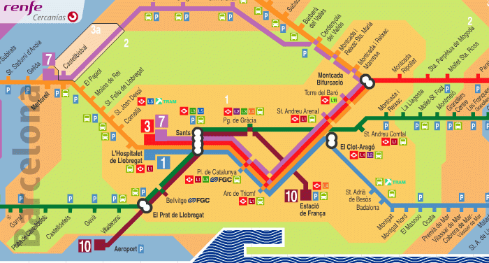 Карта метро Барселоны с возможностью скачать или распечатать
