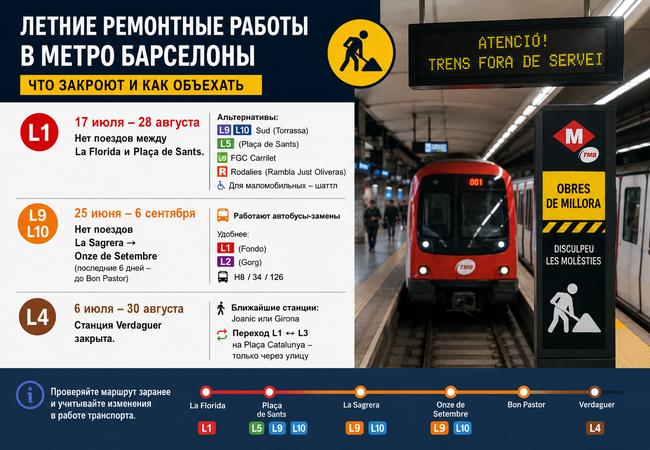 Подробнее о "Летние ограничения в метро Барселоны: какие участки закроют на ремонт"